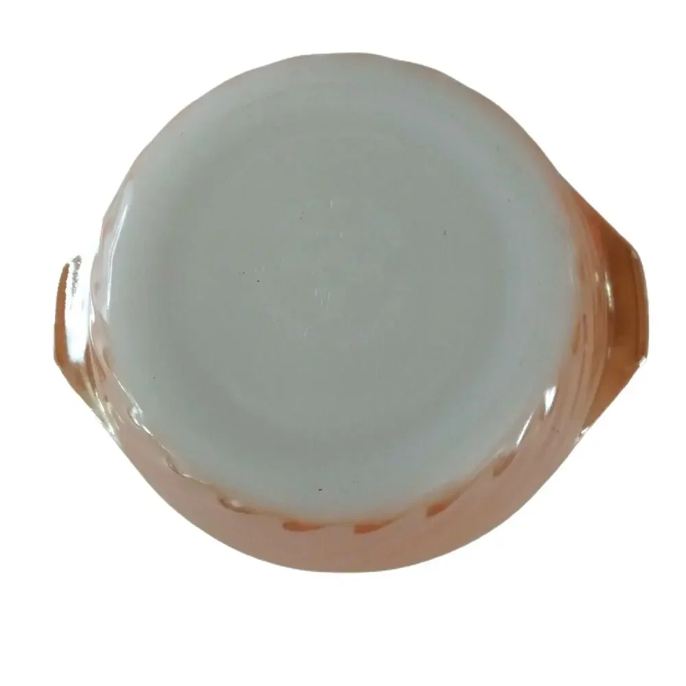 Vintage Anchor Hocking Fire King Mini Casserole Dish Milk Glass Peach Lustre